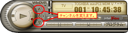 ボタンをクリックしてチャンネルを変えます。