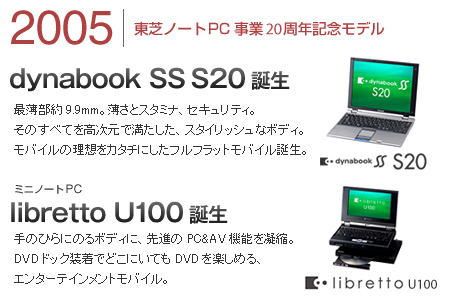 2005 東芝ノートPC事業 20周年記念モデル 企業向けモバイルノートPC dynabook SS S20
