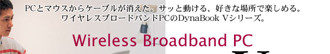DynaBookVV[ỸC[WFPCƃ}EXP[uBTbƓADȏꏊŊy߂BCXu[hohPCDynaBookVV[YBWireless Broadband PC