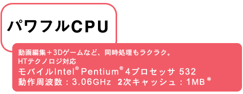 ptCPU@ҏW{3DQ[ȂǁANNBHTeNmWΉ@oCIntel(R) Pentium(R) 4vZbT532 gF3.06GHz 2LbVF1MB*