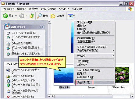 画像ファイルにコメントをつける方法 Windows R Xp Dynabook Comサポート情報