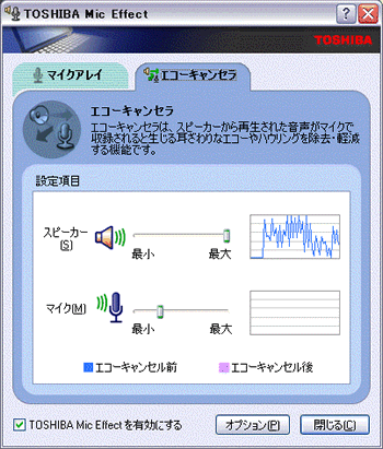 スピーカーから再生される音声のエコーやハウリングを除去 軽減する方法 Toshiba Mic Effect Dynabook Comサポート情報