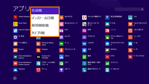 アプリビューの一覧を並び替える方法 Windows 8 1 動画手順付き サポート Dynabook ダイナブック公式