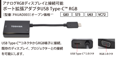 アナログRGBディスプレイと接続可能 ポート拡張アダプタUSB Type-C(TM) RGB［型番：PAUAD003］オープン価格*1