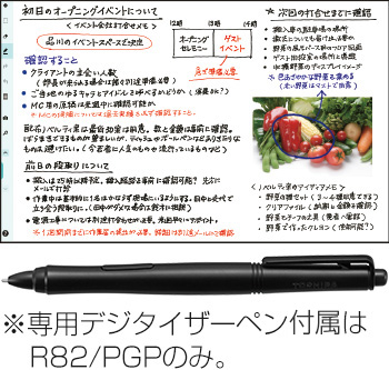 ※専用デジタイザーペン付属はR82/PGPのみ。
