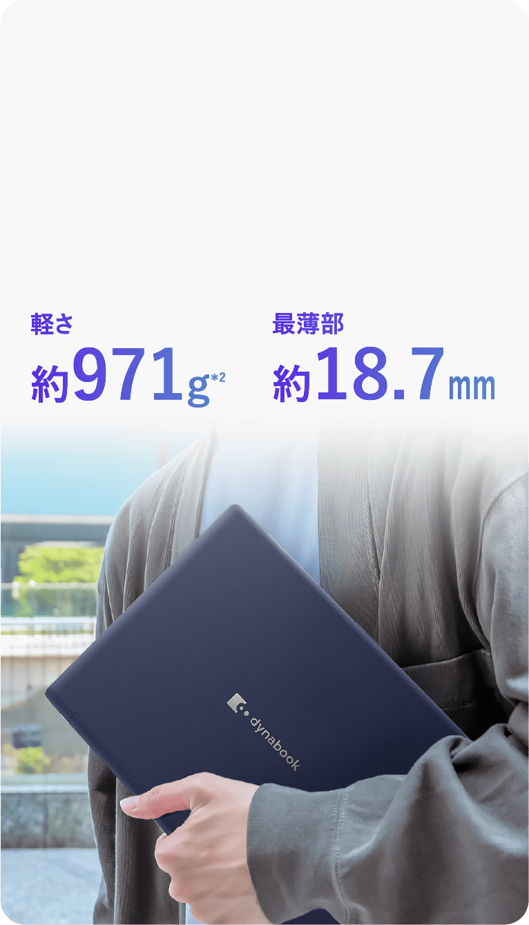 軽さ約971g　最薄部約18.7mm