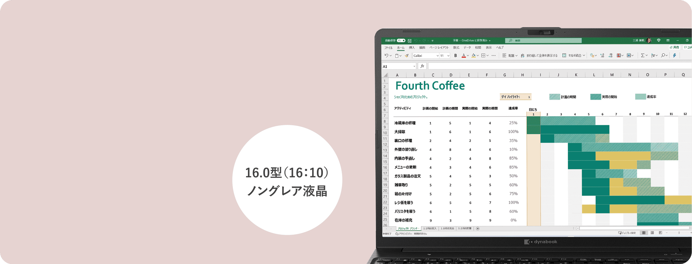 16.0型(16:10)ノングレア液晶