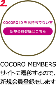 2.COCORO MEMBERSサイトに遷移するので、新規会員登録をします