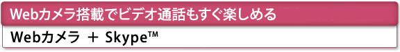 [Webカメラ搭載でビデオ通話もすぐ楽しめる]　Webカメラ＋Skype(TM)