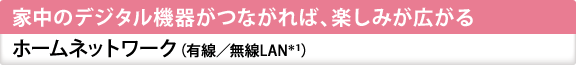 【家中のデジタル機器がつながれば、楽しみが広がる】ホームネットワーク（有線/無線LAN＊1）