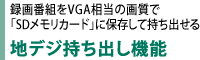 録画番組をVGA相当の画質で「SDメモリカード」に保存して持ち出せる　地デジ持ち出し機能
