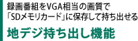 録画番組をVGA相当の画質で「SDメモリカード」に保存して持ち出せる　地デジ持ち出し機能