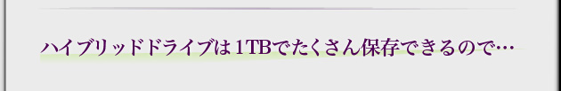 ハイブリッドドライブは1TBでたくさん保存できるので･･･