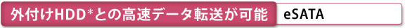 外付けHDD＊との高速データ転送が可能  eSATA 