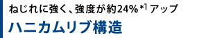 ねじれに強く、強度が約24％＊1アップ　ハニカムリブ構造