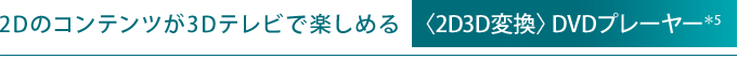 2Dのコンテンツが3Dテレビで楽しめる　〈2D3D変換〉DVDプレーヤー＊5