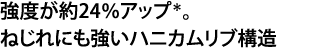 強度が約24％アップ＊。ねじれにも強いハニカムリブ構造