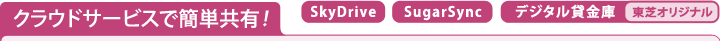 クラウドサービスで簡単共有！【SkyDrive】【SugarSync】【デジタル貸金庫[東芝オリジナル]】