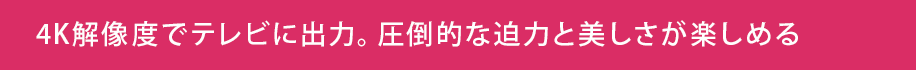 4K解像度でテレビに出力。圧倒的な迫力と美しさが楽しめる