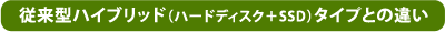 従来型ハイブリッド（ハードディスク＋SSD）タイプとの違い
