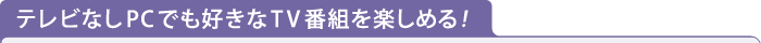 テレビなしPCでも好きなTV番組を楽しめる！