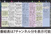 番組表は7チャンネル分を表示可能