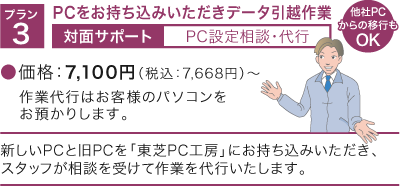 【プラン3】■PCをお持ち込みいただきデータ引越作業　【対面サポート（PC設定相談・代行）】[他社PCからの移行もOK]