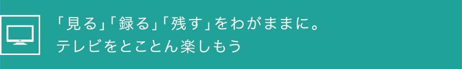 「見る」「録る」「残す」をわがままに。テレビをとことん楽しもう