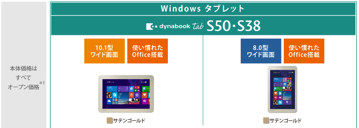 Windows タブレット dynabook Tab S50・S38 トップページ