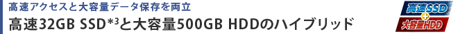 32GB SSD3Ƒe500GB HDD̃nCubh