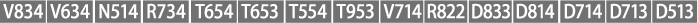 [V834][V634][N514][R734][T654][T653][T554][T953][V714][R822][D833][D814][D714][D713]