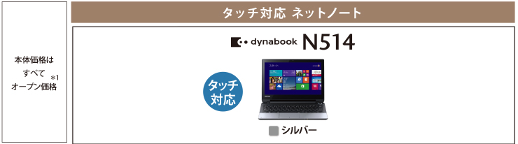タッチ対応ネットノート dynabook N514 トップページ
