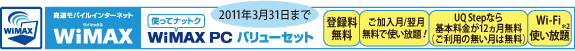 「使ってナットク」WiMAX PC バリューセット【2011年3月31日まで】