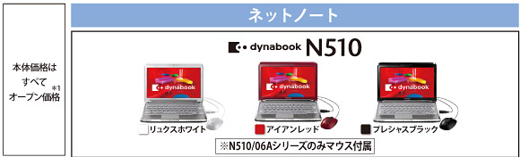 ネットノート dynabook N510 トップページ
