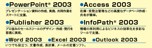 PowerPoint(R) 2003@Access 2003@Publisher 2003@InfoPath(R) 2003@Word 2003@Excel 2003@Outlook 2003