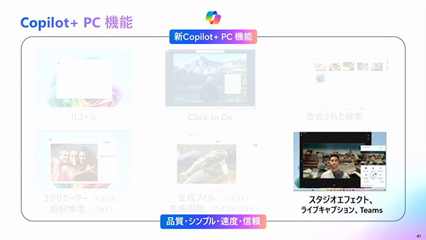 Copilot+ PC 機能「スタジオエフェクト・ライブキャプション」