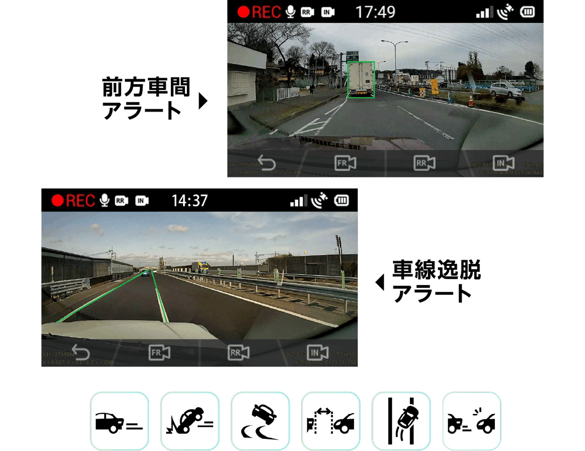 安全運転をサポートする豊富なアラート機能