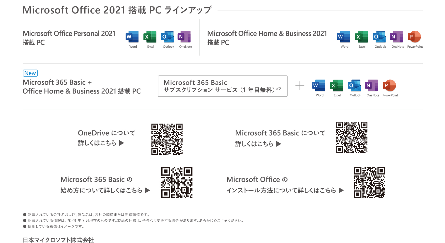 Microsoft Office 2021搭載PCラインアップ