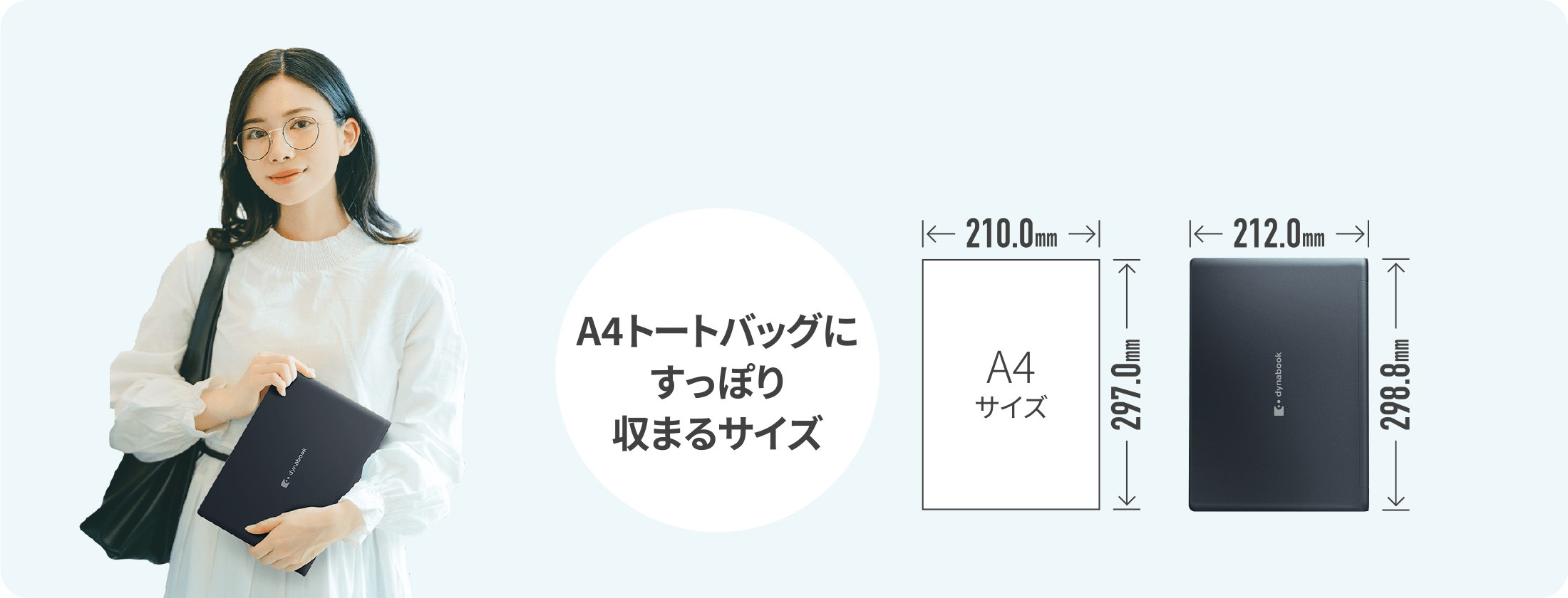 A4トートバッグにすっぽり収まるサイズ