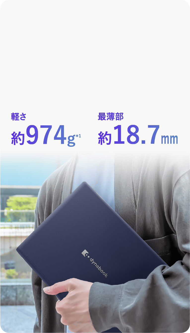 軽さ約974g　最薄部約18.7mm