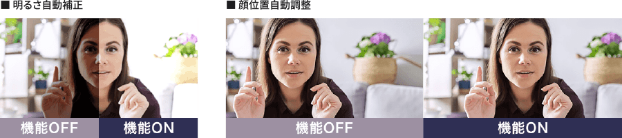 明るさ自動補正 / 顔位置自動調整