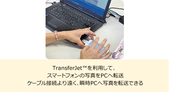 TransferJet?を利用して、スマートフォンの写真をPCへ転送ケーブル接続より遠く、瞬時PCへ写真を転送できる